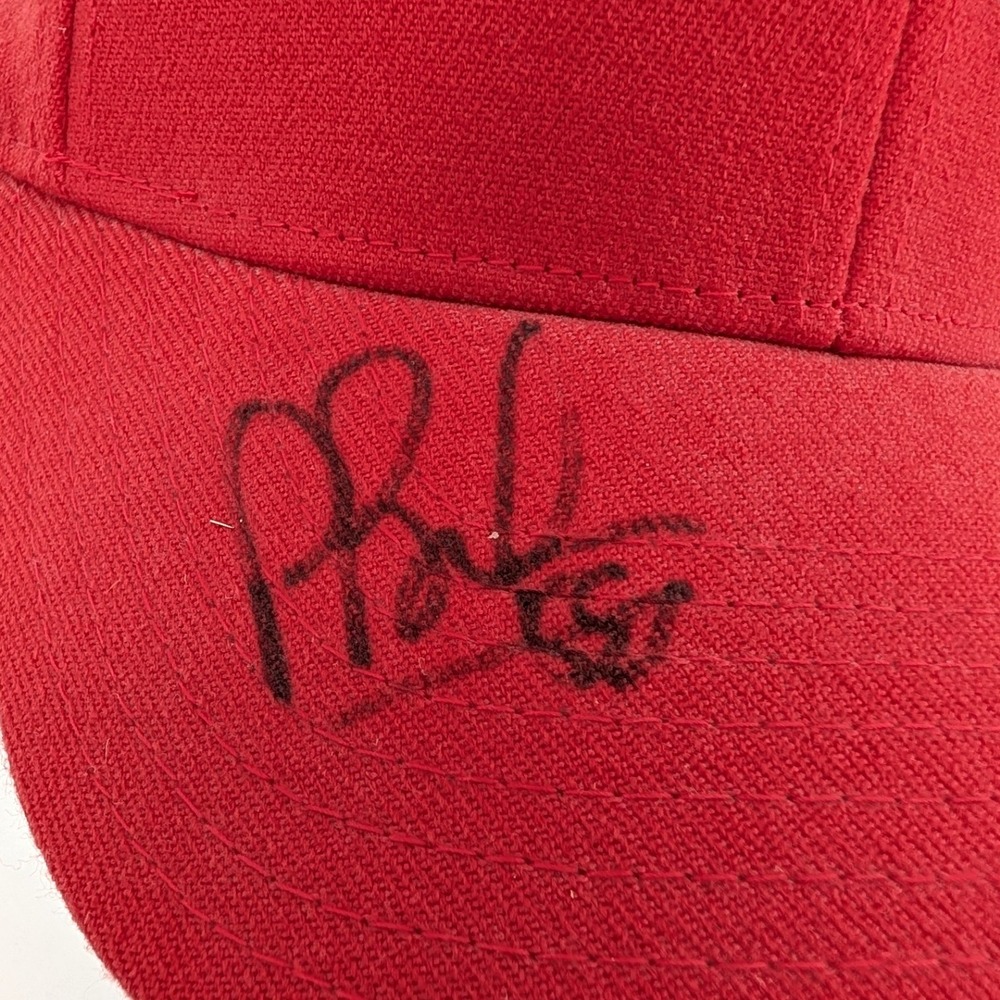 Reebok New England Patriots Pete Brock Signed Onfield Hat Red Size S/M - Picture 4 of 9